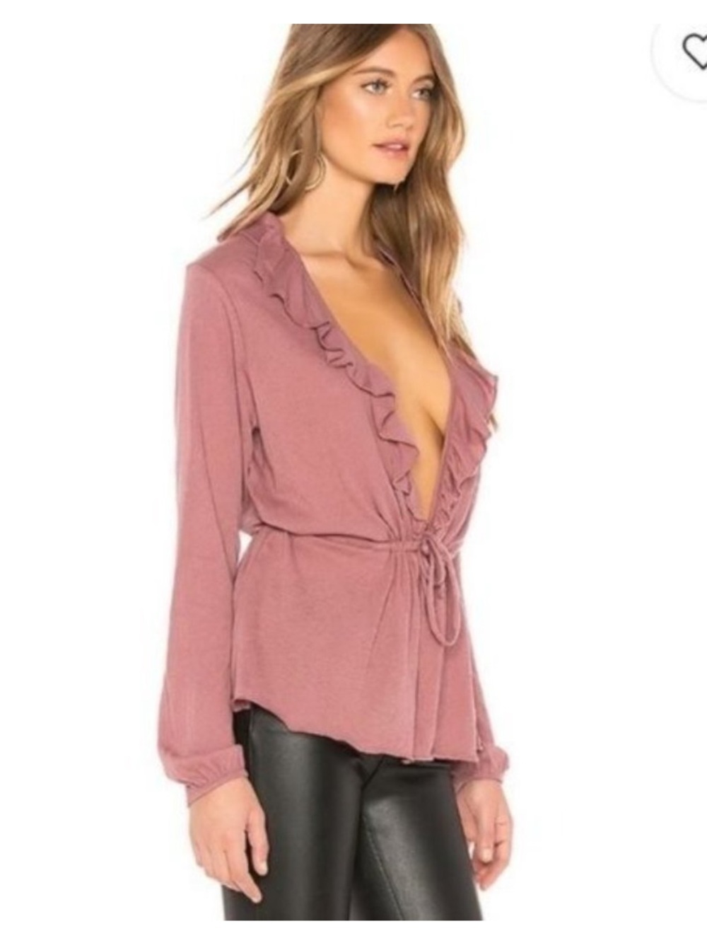 $78 NWOT revolve chaser gauzy cotton ruffle cardigan blouse  in rosebud M
